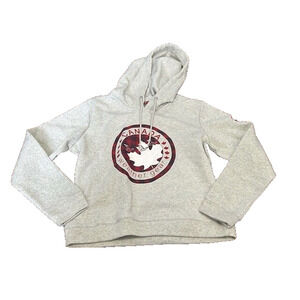 Canada Weather Gear Logo Printed Hoodie Sweatshirt Fleece Lined Gray Medium NEW